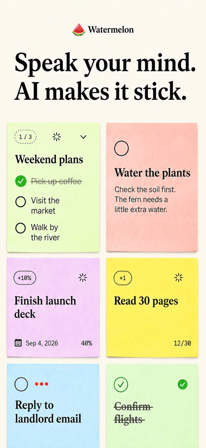 Watermelon Todo: Speak your mind and make it stick