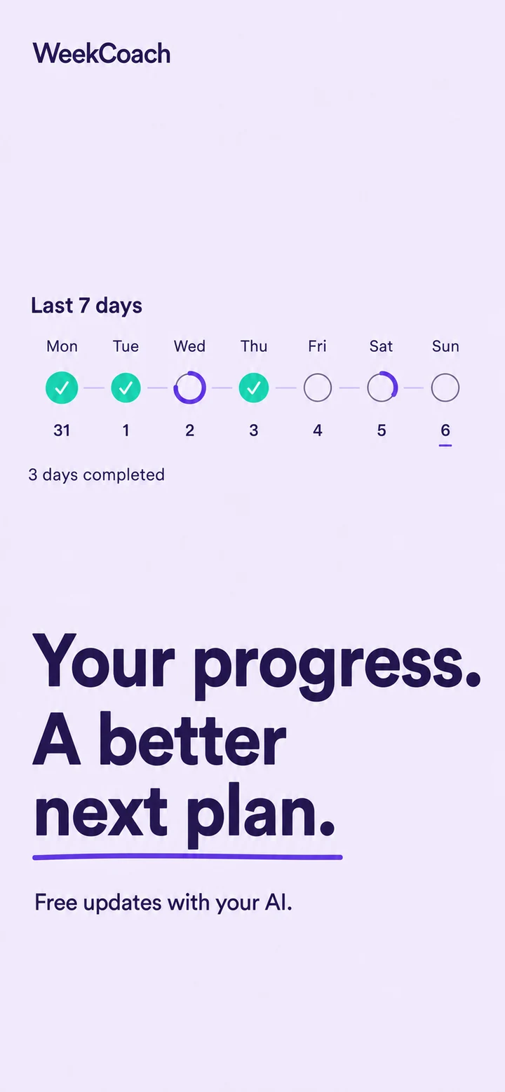 WeekCoach: Use progress to shape the next plan